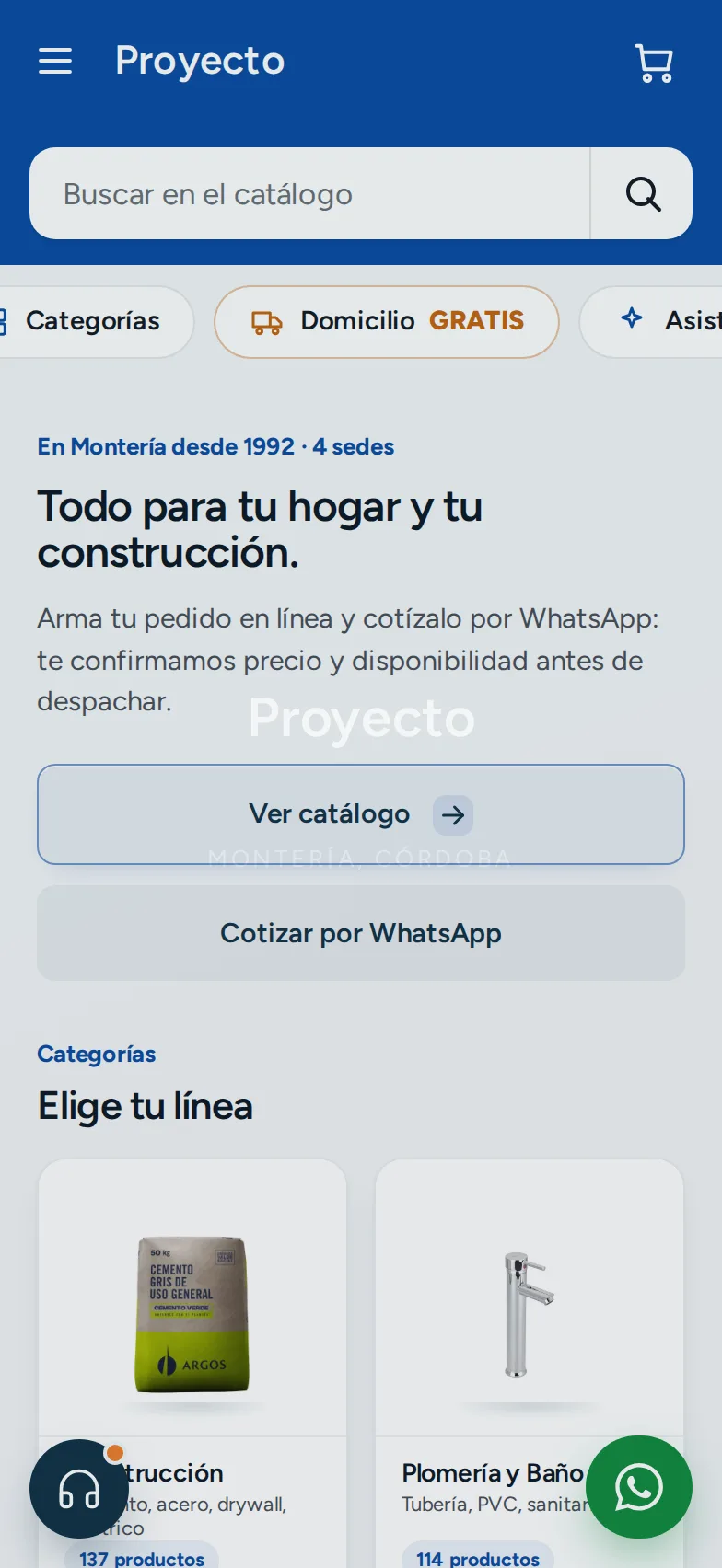 Portada del sitio de Catálogo de 617 productos
