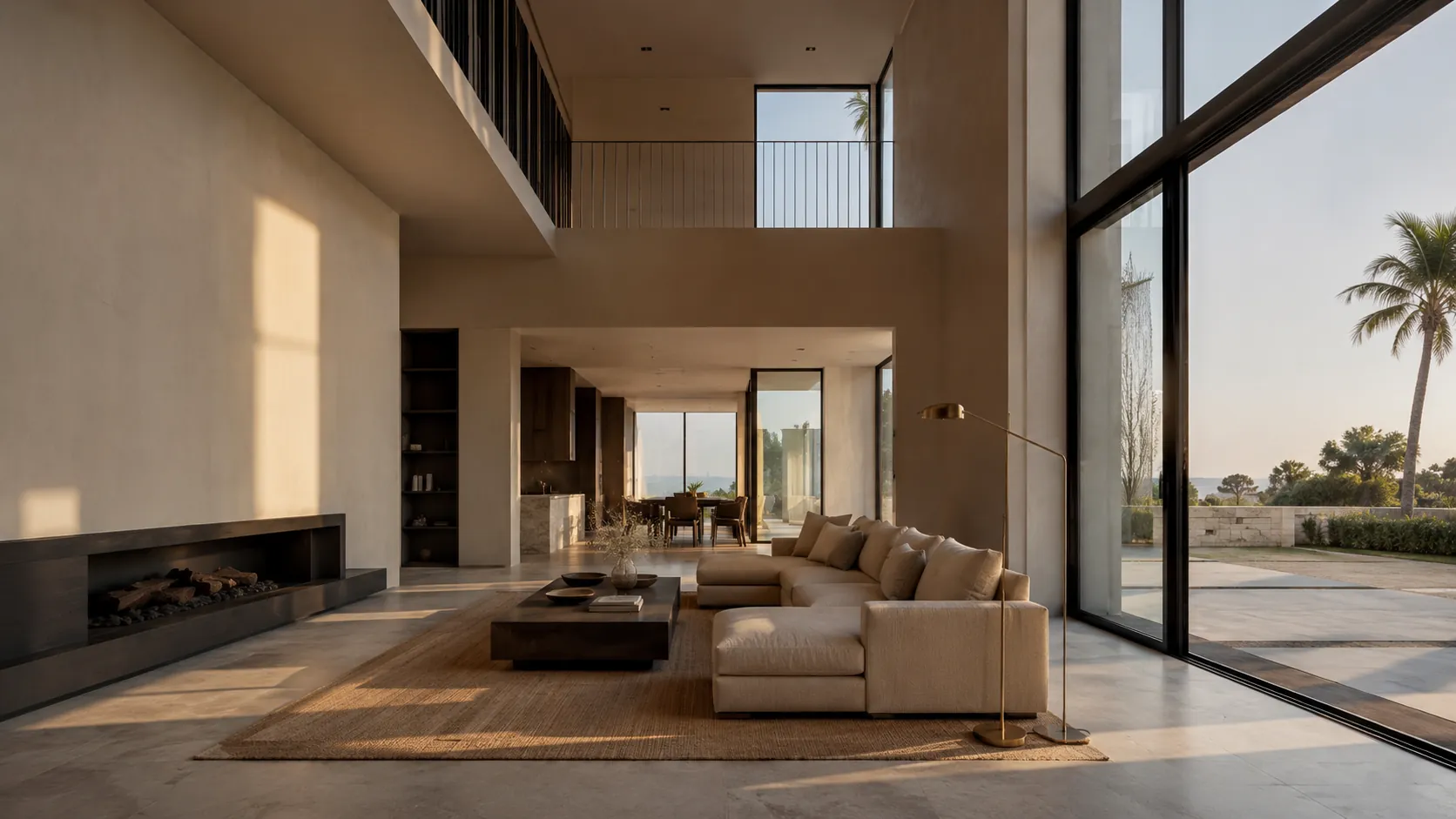 Casa Karibana — render interior doble altura